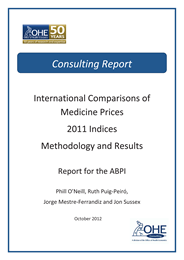 International Comparisons of Medicine Prices. 2011 Indices. Methodology and Results