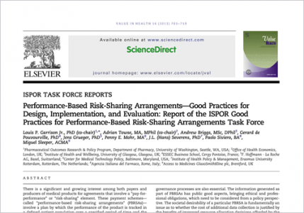 Performance-Based Risk-Sharing Arrangements—Good Practices for Design, Implementation, and Evaluation