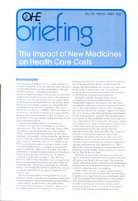 Impact of New Medicines on Health Care Costs
