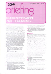 Heath Information and the Consumer