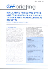Regulating Prices Paid by the NHS for Medicines Supplied by the UK-Based Pharmaceutical Industry