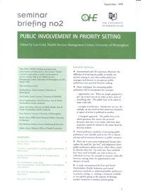 Public Involvement in Priority Setting