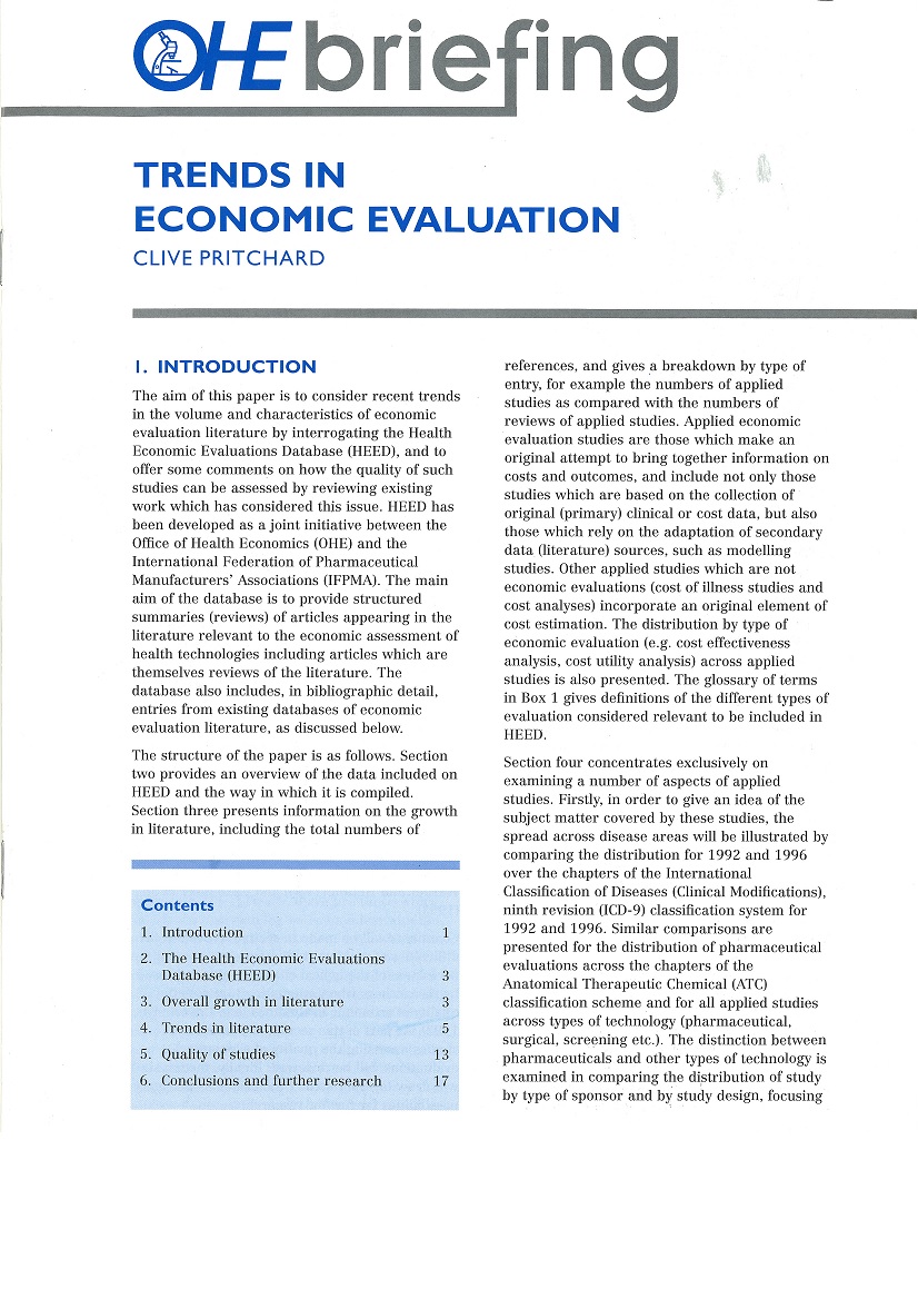 Trends in Economic Evaluation