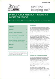 Science Policy Research: Having an Impact on Policy?