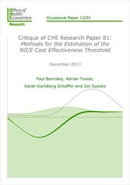 Critique of CHE Research Paper 81: Methods for the Estimation of the NICE Cost Effectiveness Threshold