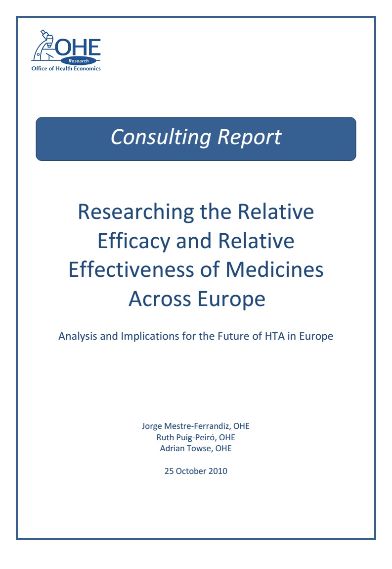 Researching the Relative Efficacy and Relative Effectiveness of Medicines across Europe