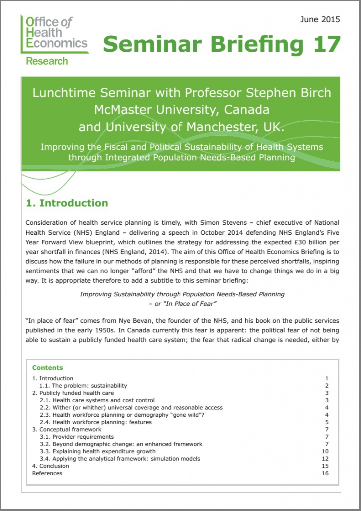 415 - Improving the fiscal and political sustainability of health systems