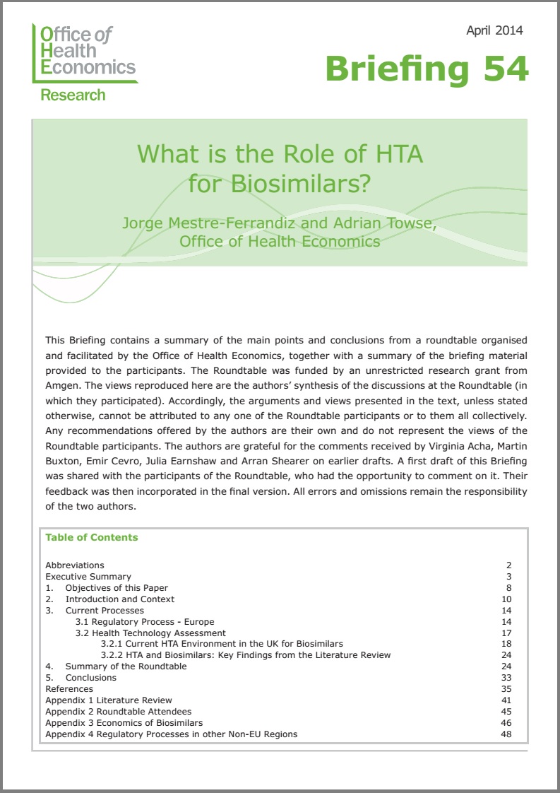 What is the Role of HTA for Biosimilars?
