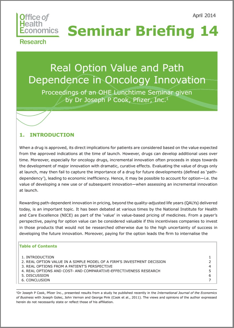 Real Option Value and Path Dependence in Oncology Innovation