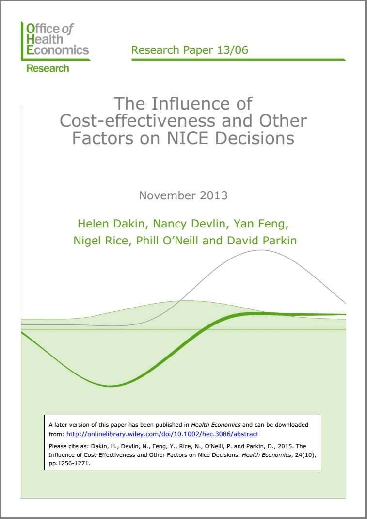 The Influence of Cost-effectiveness and Other Factors on NICE Decisions