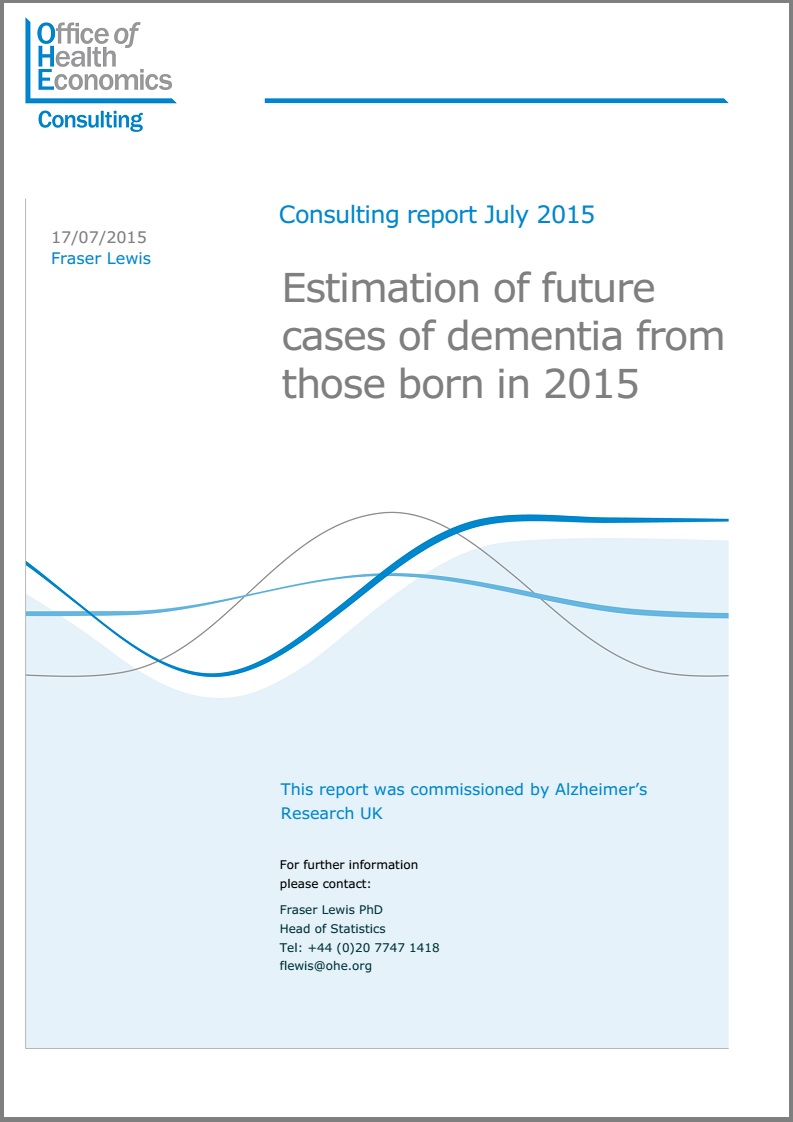 Estimation of Future Cases of Dementia from Those Born in 2015