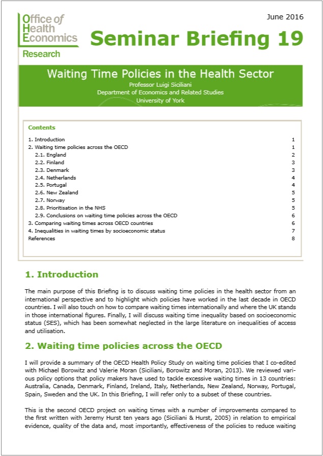 Waiting Time Policies in the Health Sector