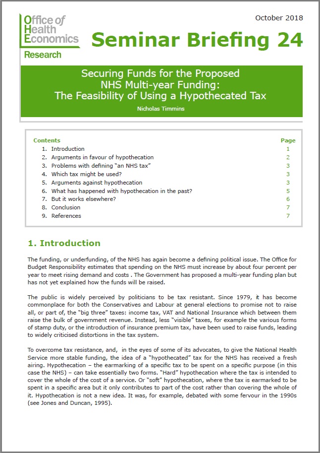 Securing Funds for the Proposed NHS Multi-year Funding: The Feasibility of Using a Hypothecated Tax