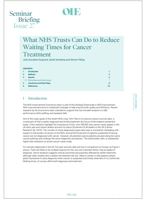 What NHS Trusts Can Do to Reduce Waiting Times for Cancer Treatment
