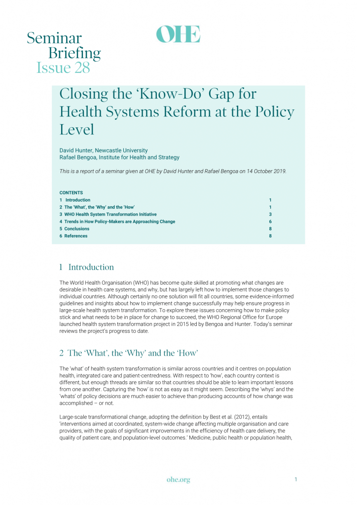 Closing the ‘Know-Do’ Gap for Health Systems Reform at the Policy Level