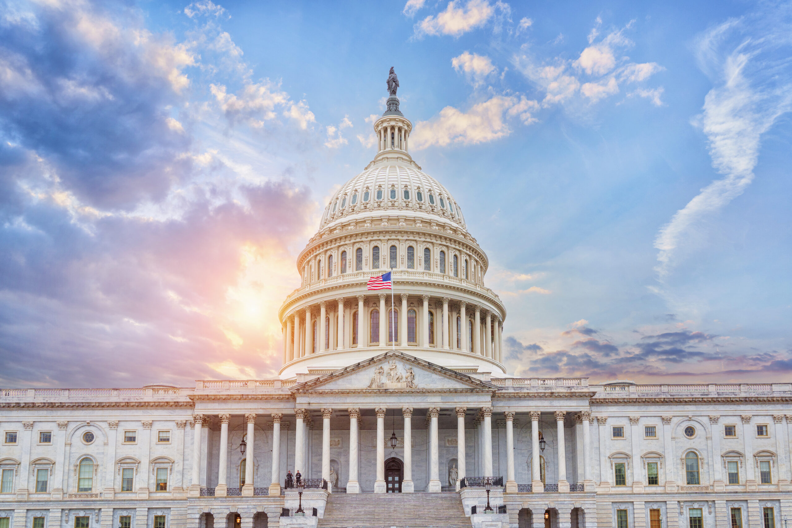 US Capitol building at sunset Washington DC USA