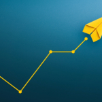 A line chart ending in a paper airplane